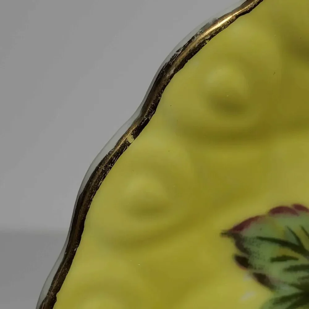 Vintage Teacup and Saucer Yellow Fruit Vintage